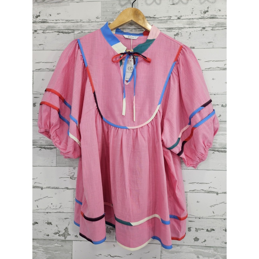 Cicy Bell Womens XXLarge Short Sleeve Pink Babydoll Top